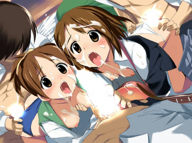 けいおんメンバー勢ぞろいのフルカラーエロ画像！！むぎちゃんは複数ちんこに囲まれ２穴ファックｗ (2)