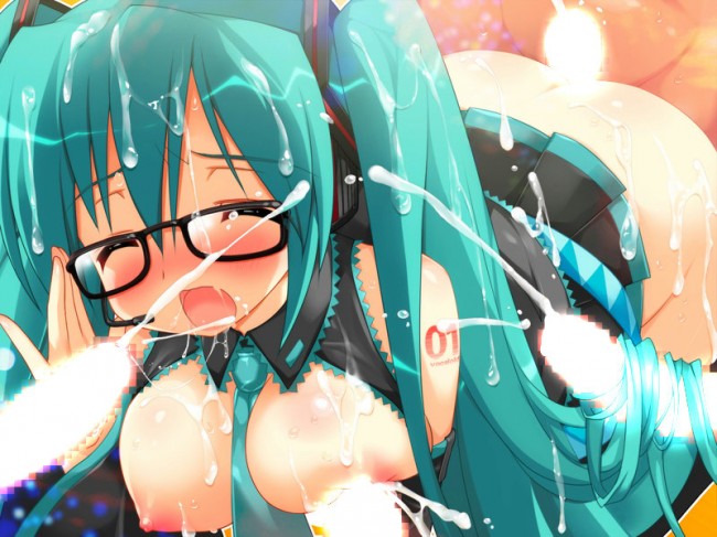 ２穴同時ファックや乱交など複数ちんこに囲まれたボーカロイドのフルカラーエロ画像ｗｗｗｗ (15)
