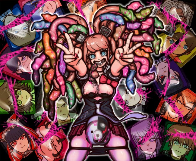 巨大なフタナリチンコを淫らにオナニーしたりなダンガンロンパのフルカラーエロ画像！！！
