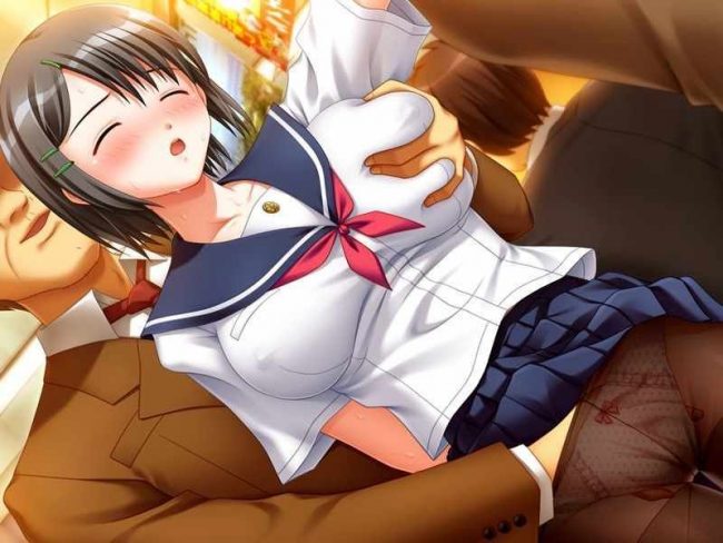 【エロ漫画】痴漢されている女子高生とか女の子たちのエロ同人のフルカラーエロ画像ですぅ！2 (14)