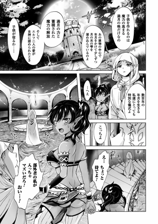 美白エルフと褐色のダークエルフが種族の壁を越えてラブラブレズエッチ！【無料 エロ同人】11