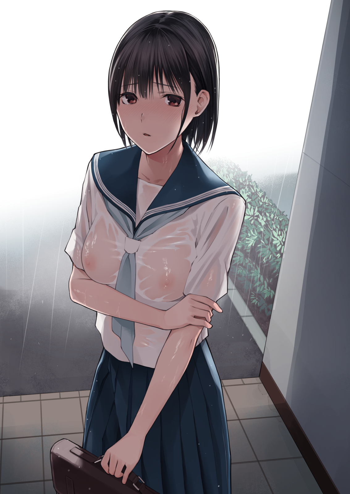 制服が濡れ透けになったのをきっかけに露出癖に目覚めたJKｗ【無料 エロ漫画】