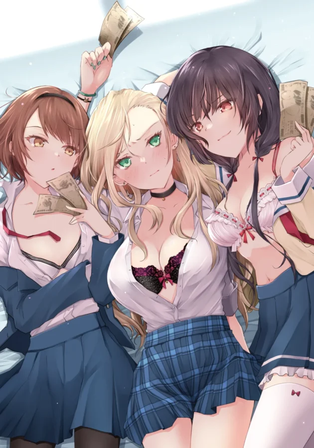 親が生活費として置いて行ったお金の独り占めを企む三姉妹たちがレズプレイ始めちゃうｗ【無料 エロ漫画】-2