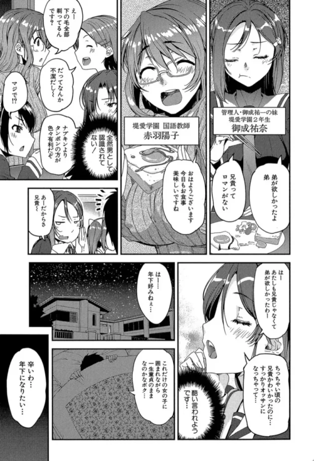 【エロ漫画】冴えない女子寮管理人がショタになったら住人にモテモテな件〈第1話〉-ショタ喰い・お姉ちゃん女子寮【エロ同人 無料】(4)